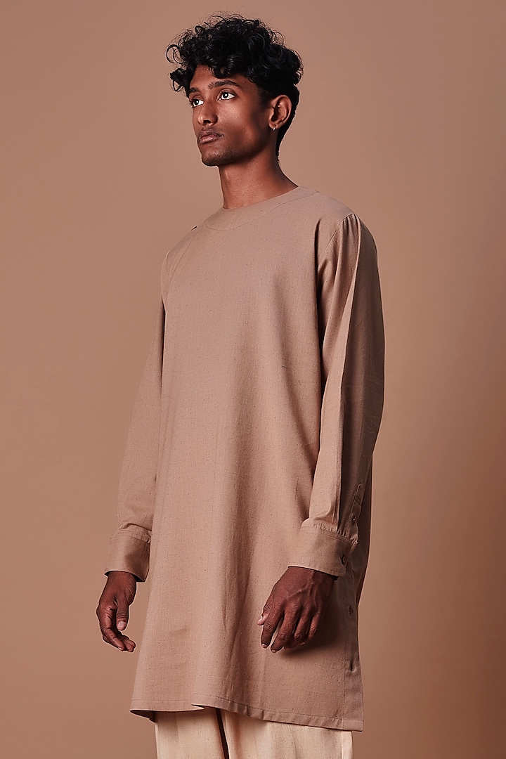 Brown Handwoven Cotton Kurta by Mati Men