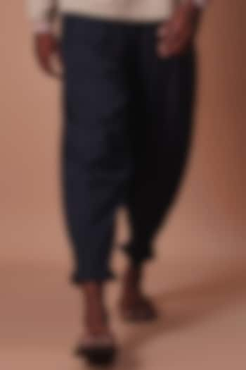 Charcoal Handwoven Cotton Balloon Pleated Pants by Mati Men