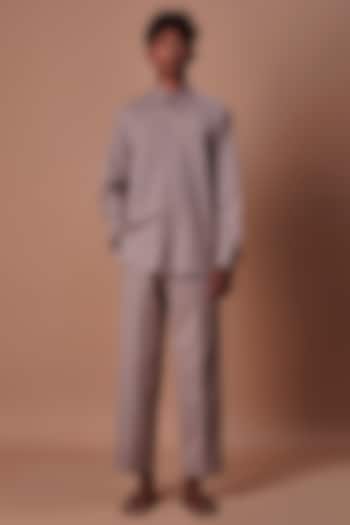 Grey Cotton Handwoven Co-Ord Set by Mati Men