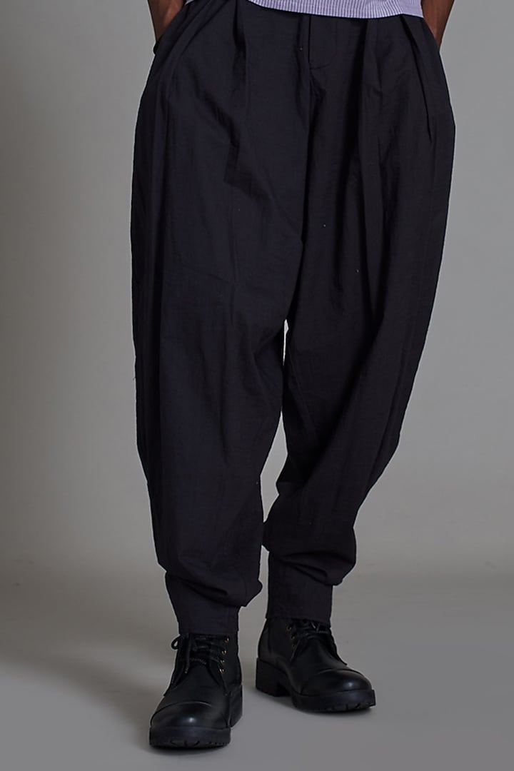 Lavender & Black Cotton Handwoven Co-Ord Set by Mati Men at Pernia's Pop Up Shop