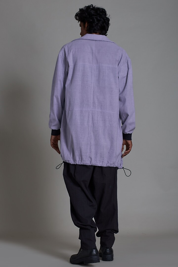 Lavender Cotton Handwoven Striped Jacket Set by Mati Men at Pernia's Pop Up Shop
