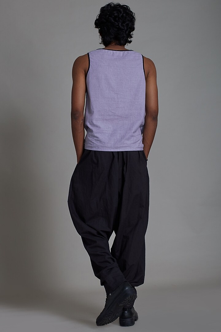 Lavender Cotton Handwoven Striped Jacket Set by Mati Men at Pernia's Pop Up Shop