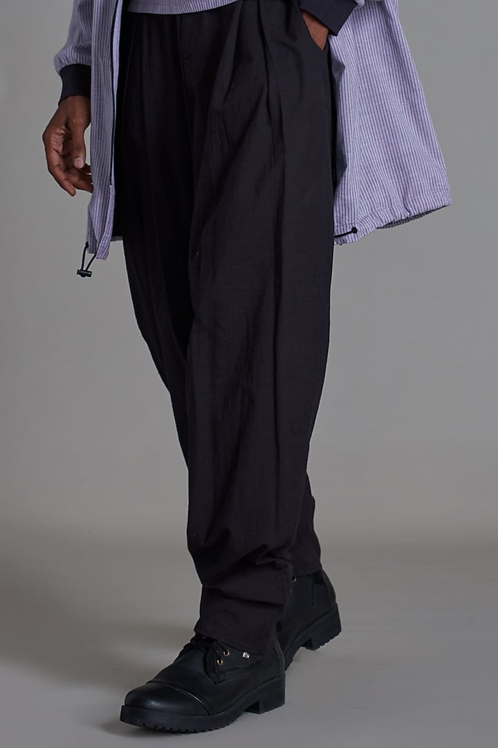 Lavender Cotton Handwoven Striped Jacket Set by Mati Men at Pernia's Pop Up Shop