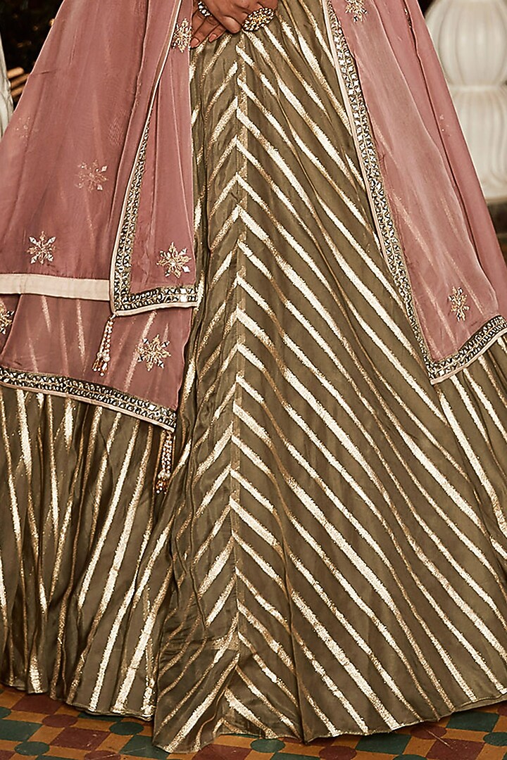 Ash Grey Handloom Banarasi Wedding Lehenga Set by Matsya at Pernia's Pop Up Shop