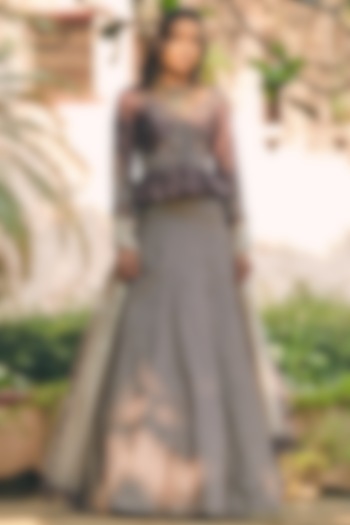 Dull Gold & Brown Embroidered Wedding Lehenga Set by Matsya at Pernia's Pop Up Shop