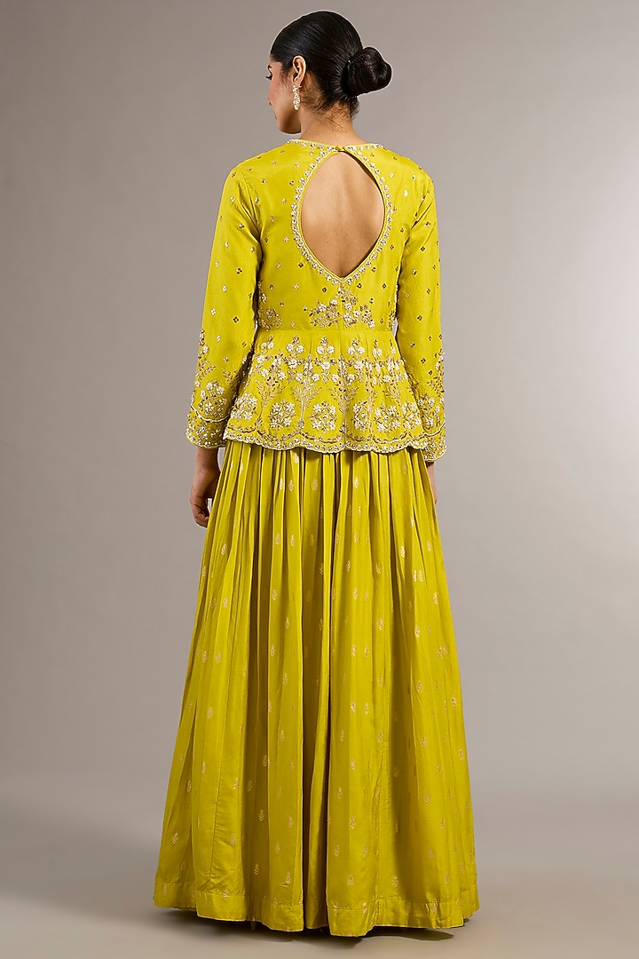 Yellow Chanderi Silk Wedding Lehenga Set by Matsya at Pernia's Pop Up Shop