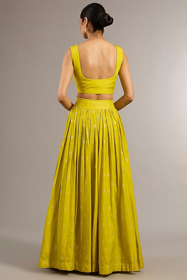 Yellow Chanderi Silk Wedding Lehenga Set by Matsya at Pernia's Pop Up Shop