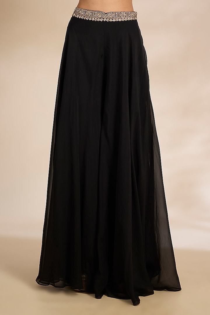 Black Silk Zari Embroidered Wedding Lehenga Set by Matsya at Pernia's Pop Up Shop