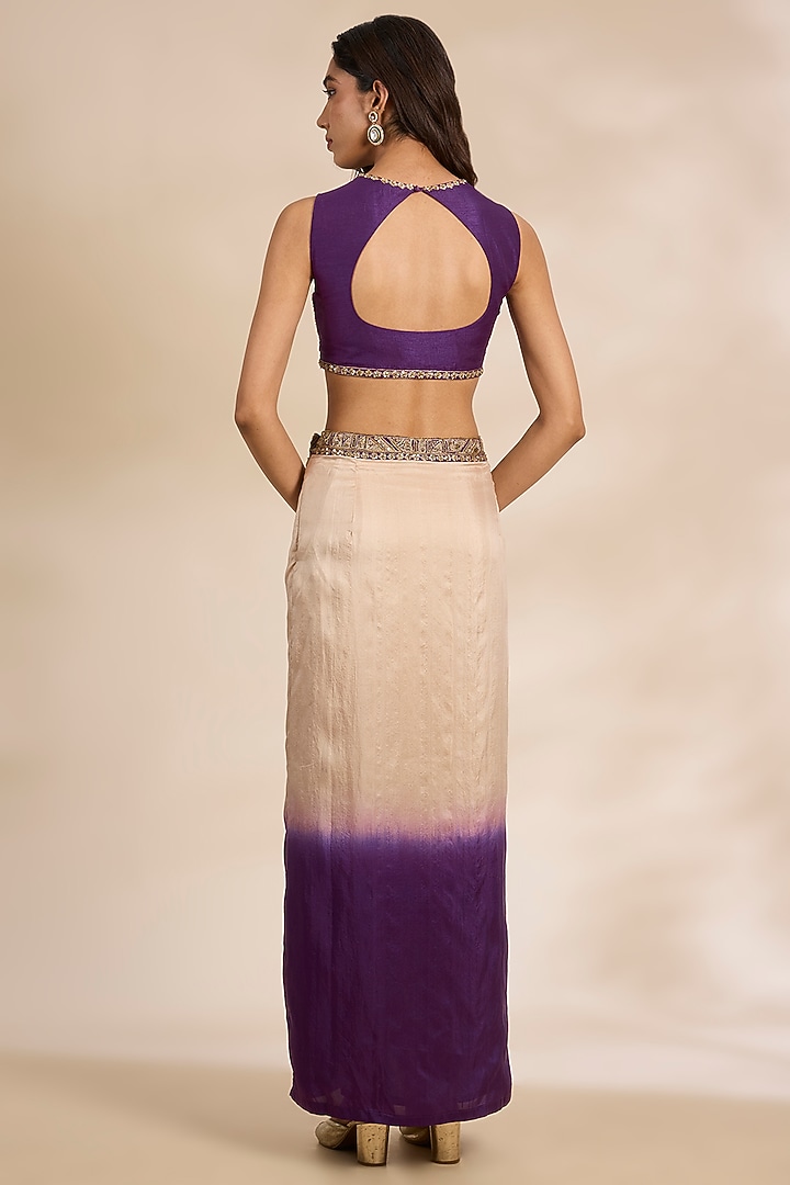 Purple Silk Sequins Embroidered Cape Set by Matsya at Pernia's Pop Up Shop