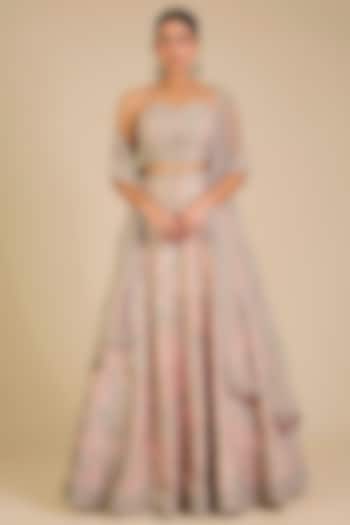Pink Raw Silk Hand Embroidered Bridal Lehenga Set by Matsya at Pernia's Pop Up Shop