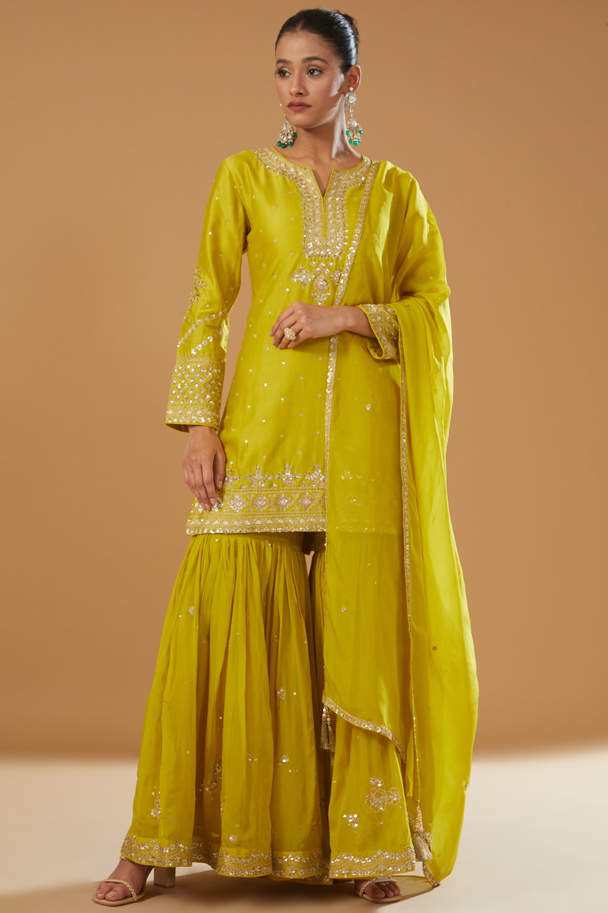 Buy Gulabo Jaipur Yellow Georgette Afroz Kurta Sharara Set Online | Aza  Fashions