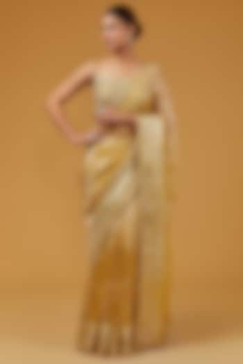 Yellow Tissue Saree Set by Matsya