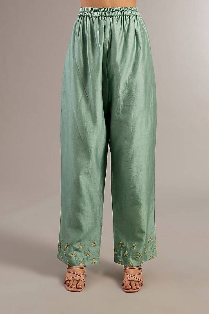 Aqua Chanderi Dori Work Kurta Set by Matsya at Pernia's Pop Up Shop