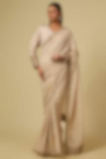 Ivory Tissue Dori Hand Embroidered Wedding Saree Set by Matsya at Pernia's Pop Up Shop