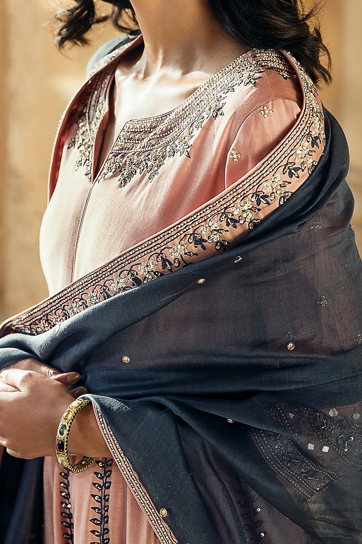 Pink Embroidered Wedding Anarkali Set by Matsya at Pernia's Pop Up Shop