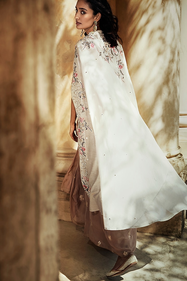 Rose Pink Skirt Set With Banarasi Motifs by Matsya at Pernia's Pop Up Shop
