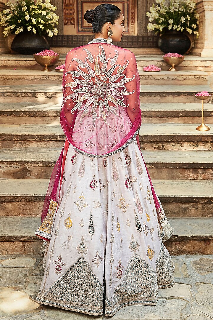 Ivory Gota Embroidered Bridal Lehenga Set by Matsya at Pernia's Pop Up Shop