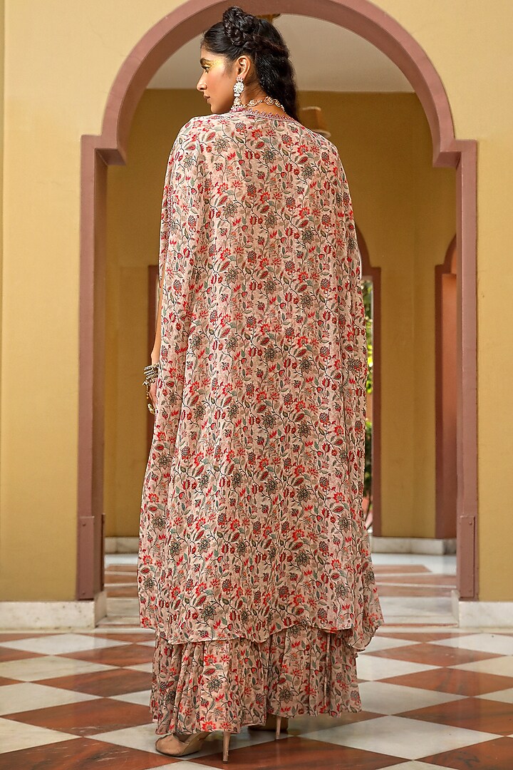 Blush Pink Chanderi Printed Party Wear Sharara Set by MAVISH at Pernia's Pop Up Shop