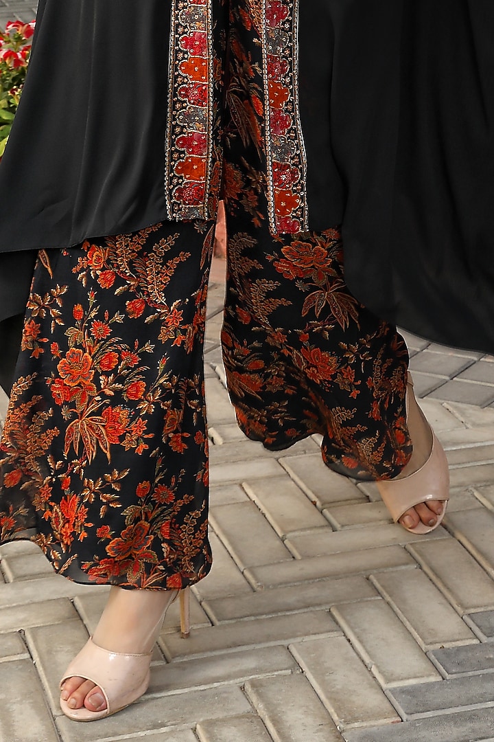 Black Georgette Hand Embellished Kaftan Set by MAVISH at Pernia's Pop Up Shop