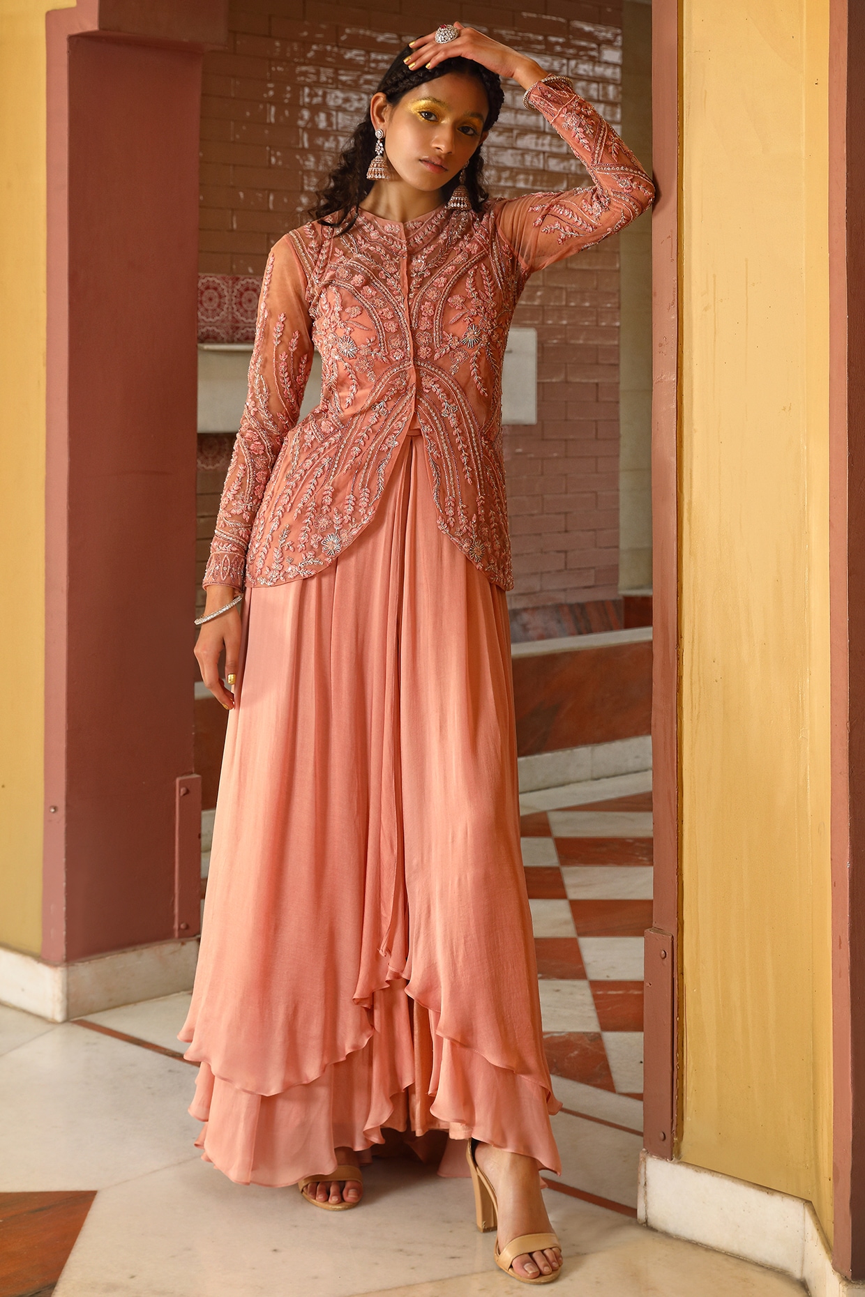 Dark Green Velvet Designer Jacket Style Long Gown at Rs 15000 in Kanpur