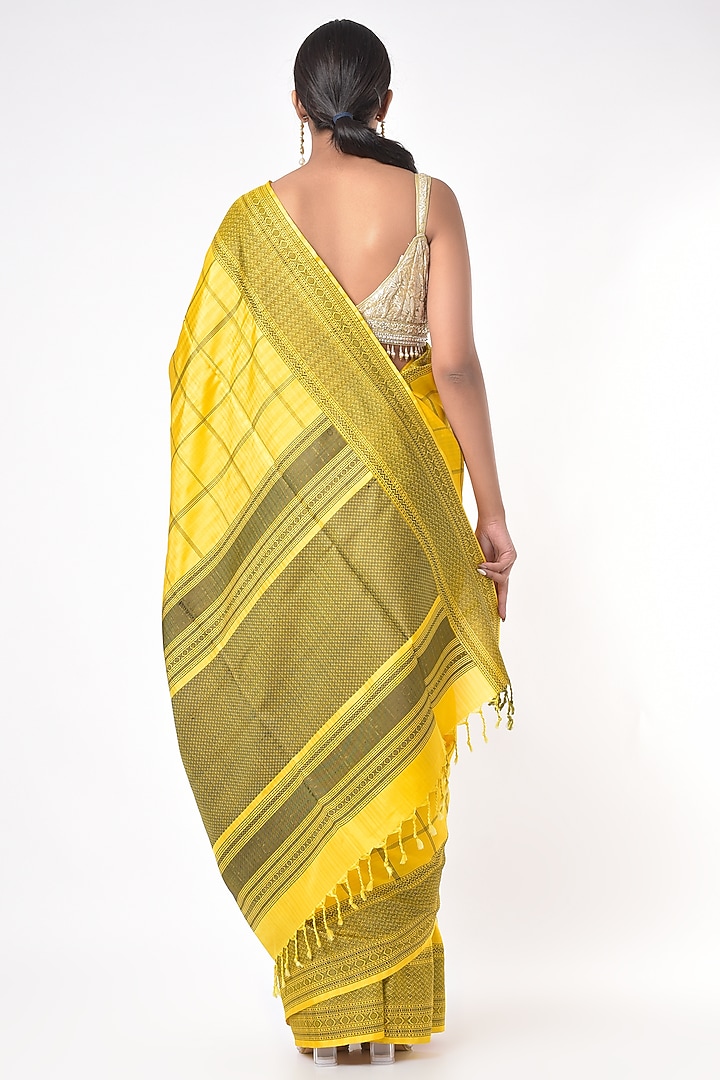 Yellow Soft Silk Party Wear Saree by Mavuri at Pernia's Pop Up Shop