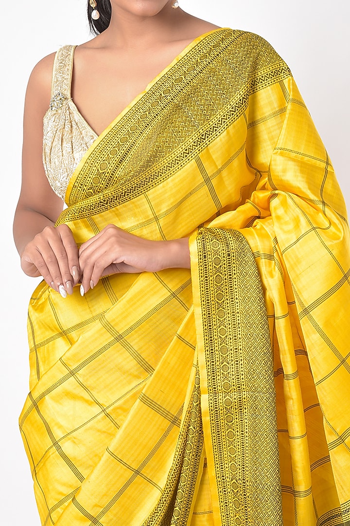 Yellow Soft Silk Party Wear Saree by Mavuri at Pernia's Pop Up Shop