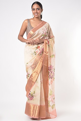 Canyon Peach Digital Printed Saree by Mavuri