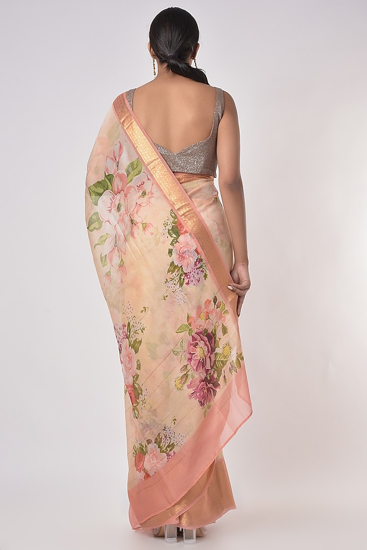 Canyon Peach Digital Printed Festive Saree by Mavuri at Pernia's Pop Up Shop