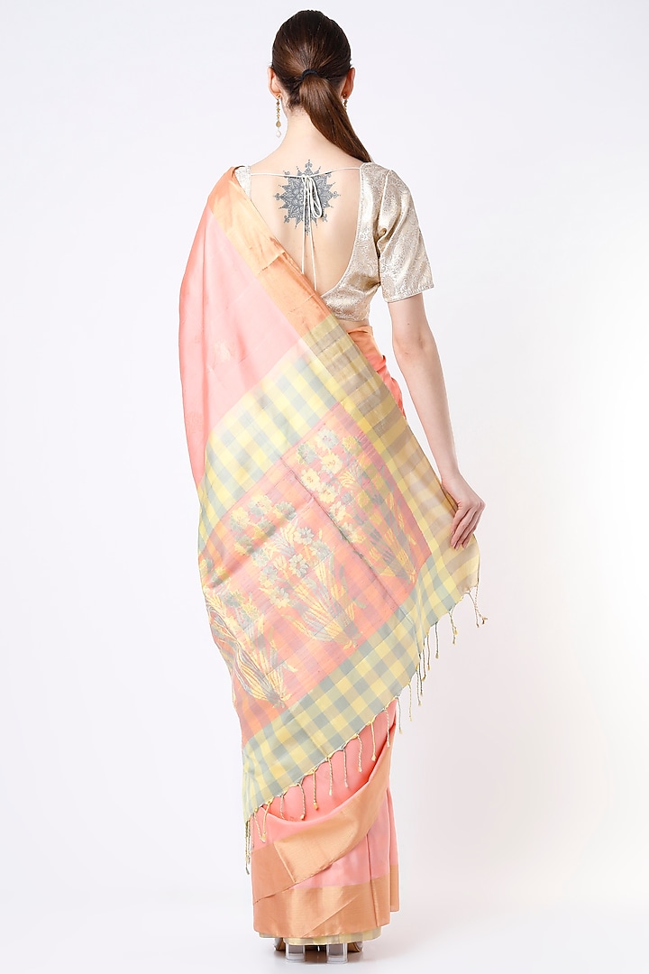 Peach Soft Silk Party Wear Saree by Mavuri at Pernia's Pop Up Shop
