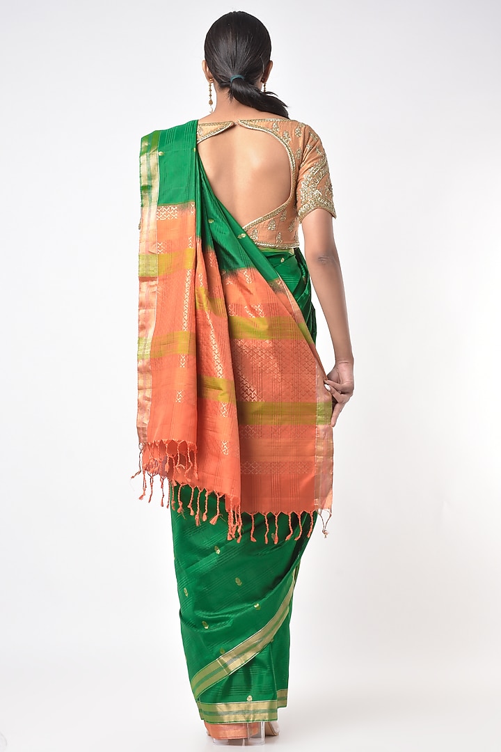 Bottle Green Soft Silk Party Wear Saree by Mavuri at Pernia's Pop Up Shop