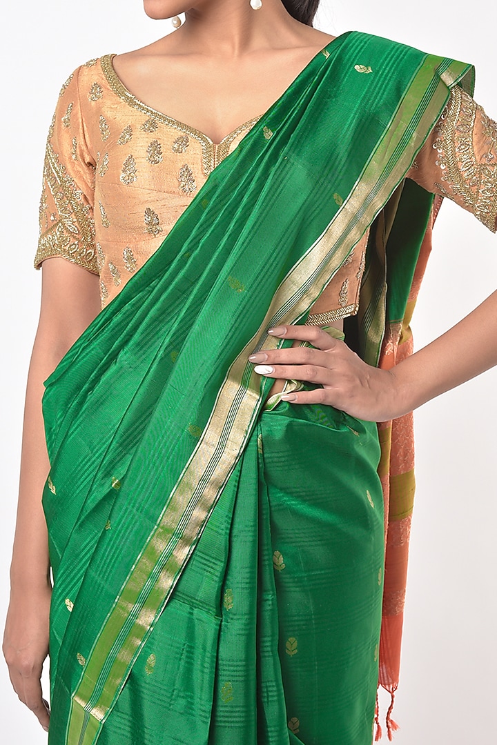 Bottle Green Soft Silk Party Wear Saree by Mavuri at Pernia's Pop Up Shop