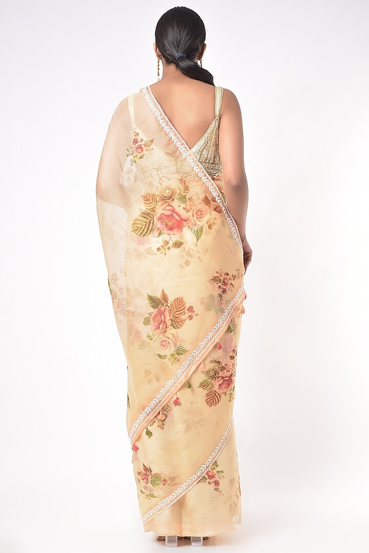 Peach Embroidered & Printed Party Wear Saree by Mavuri at Pernia's Pop Up Shop