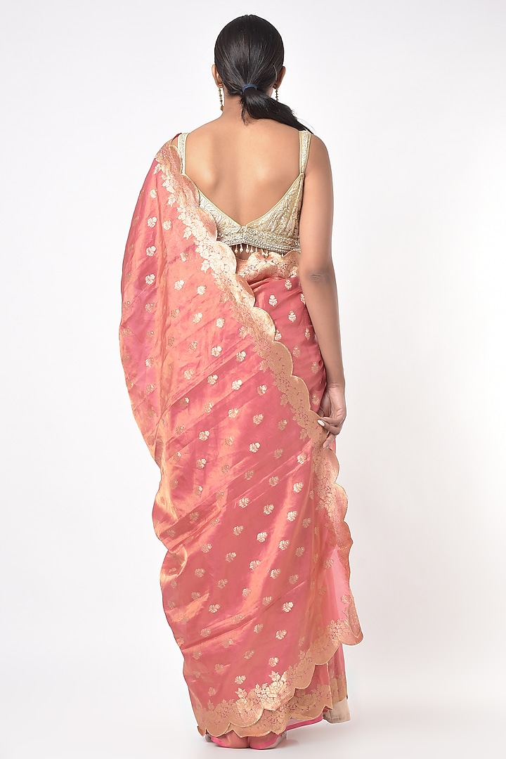 Light Coral Printed Wedding Saree by Mavuri at Pernia's Pop Up Shop
