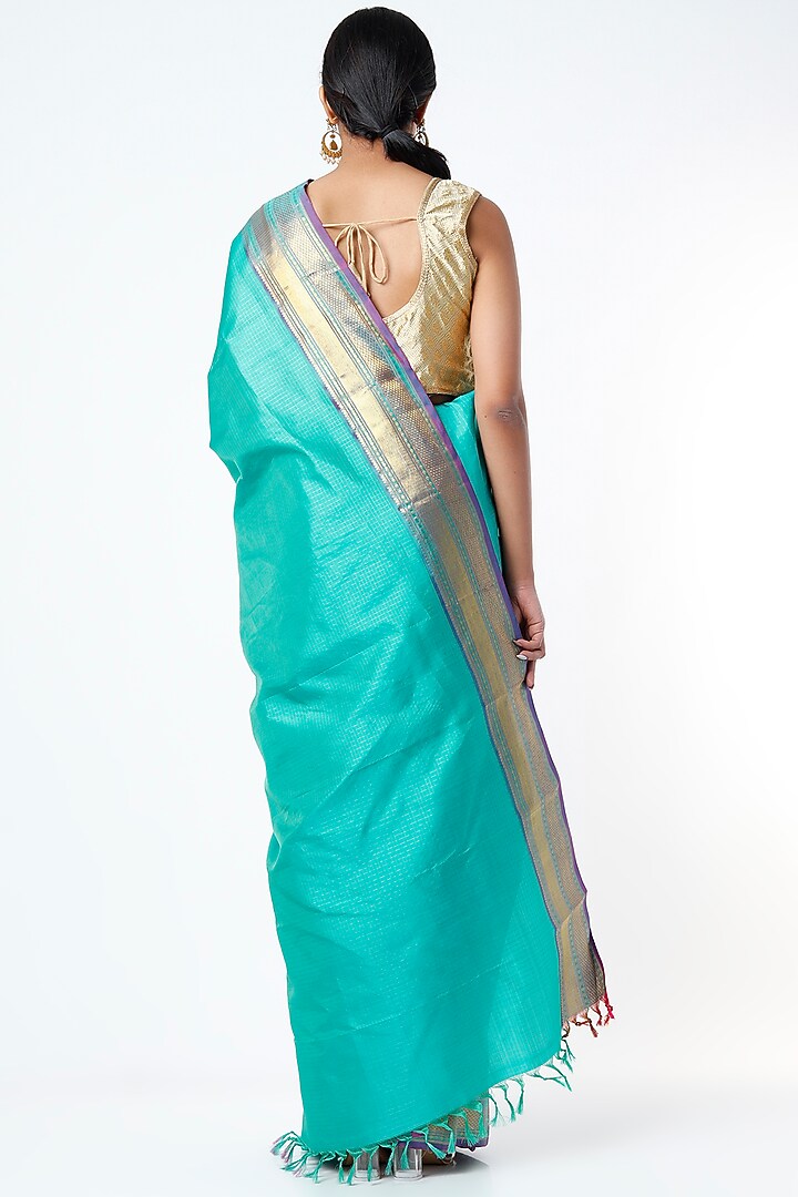 Ananda Blue Kanchipuram Silk Party Wear Saree by Mavuri at Pernia's Pop Up Shop
