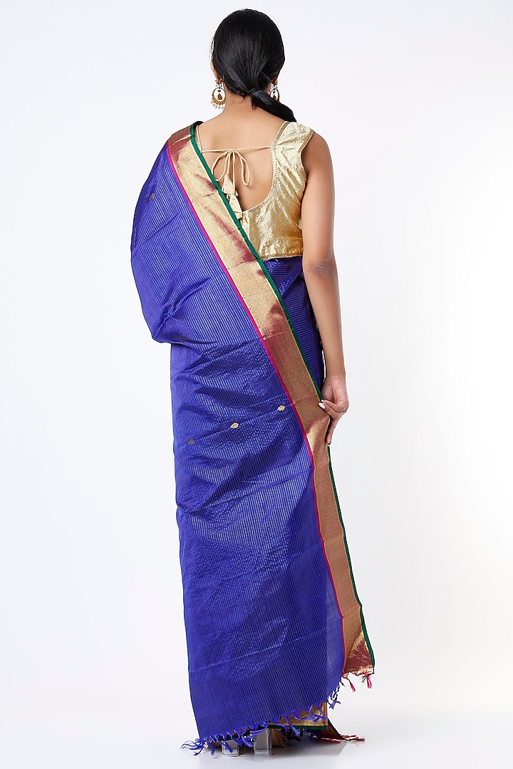 Spectrum Blue Kanchipuram Silk Party Wear Saree by Mavuri at Pernia's Pop Up Shop