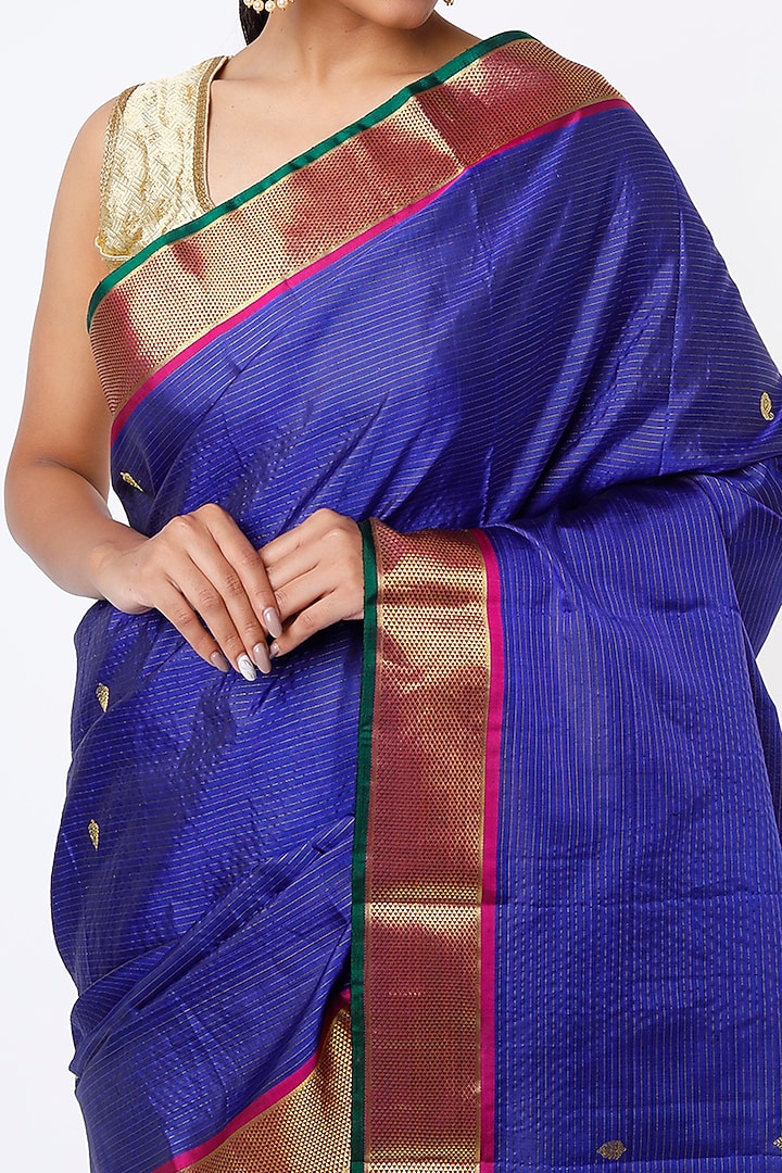 Spectrum Blue Kanchipuram Silk Party Wear Saree by Mavuri at Pernia's Pop Up Shop
