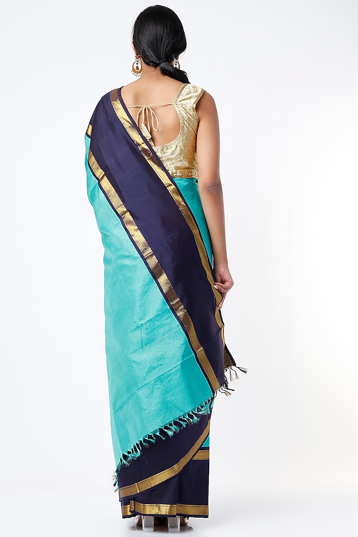 Ananda Blue Wedding Saree In Kanchipuram Silk by Mavuri at Pernia's Pop Up Shop