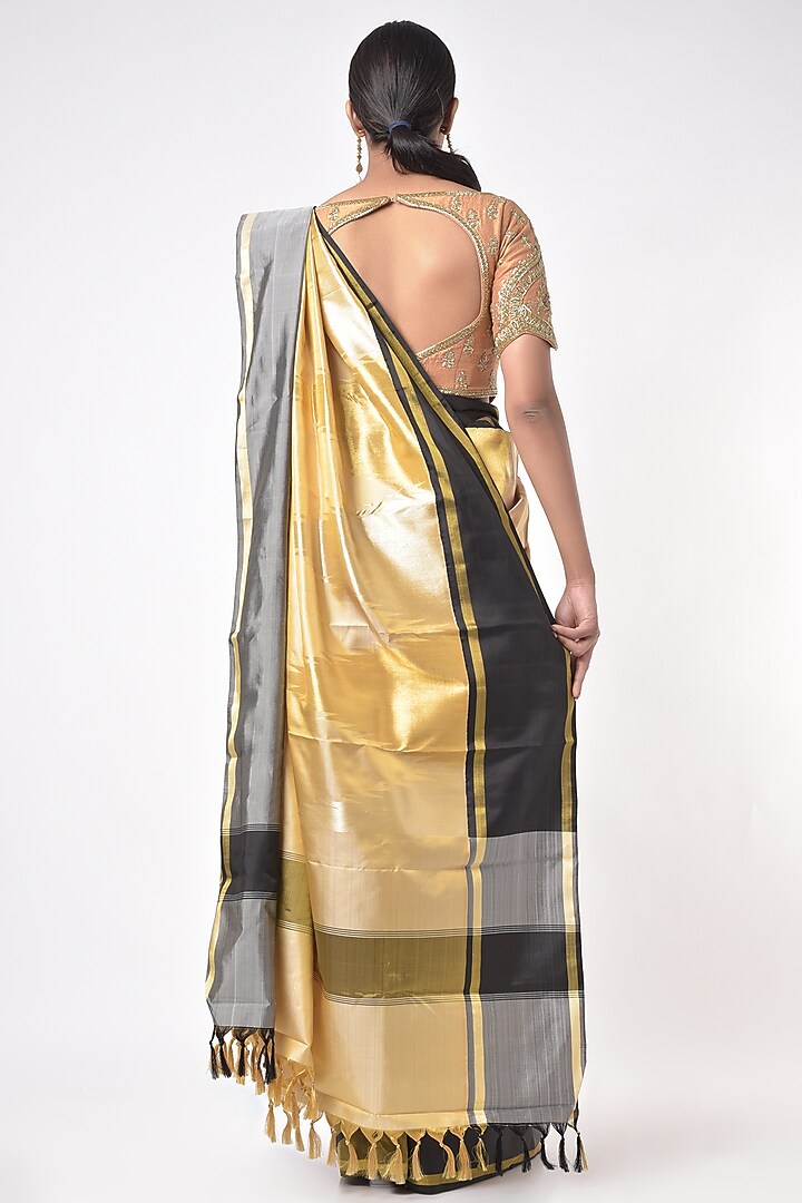 Sandal Brown & Black Kanchipuram Wedding Saree by Mavuri at Pernia's Pop Up Shop