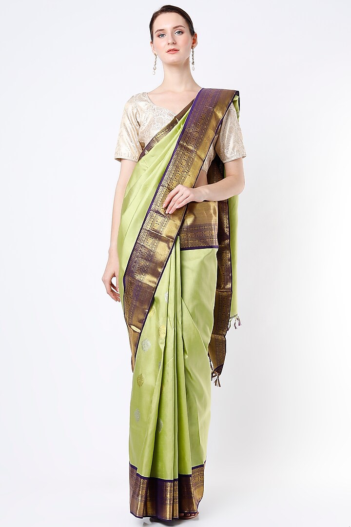 Pista Green Kanchipuram Silk Saree by Mavuri
