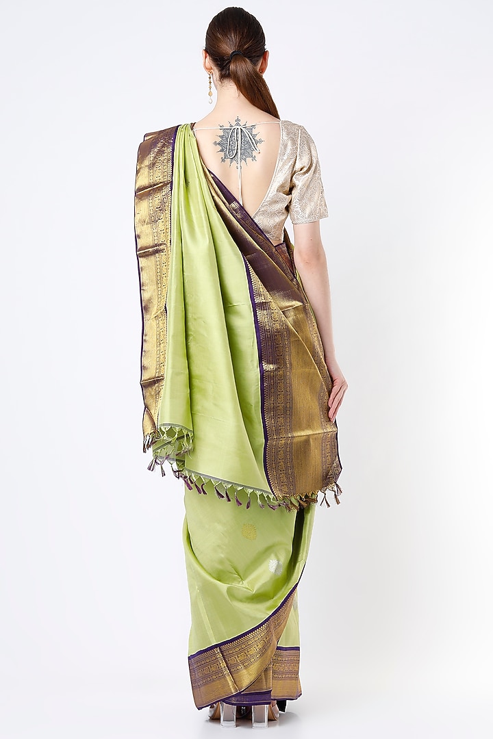Pista Green Kanchipuram Silk Wedding Saree by Mavuri at Pernia's Pop Up Shop