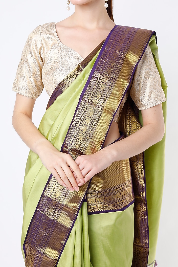 Pista Green Kanchipuram Silk Wedding Saree by Mavuri at Pernia's Pop Up Shop