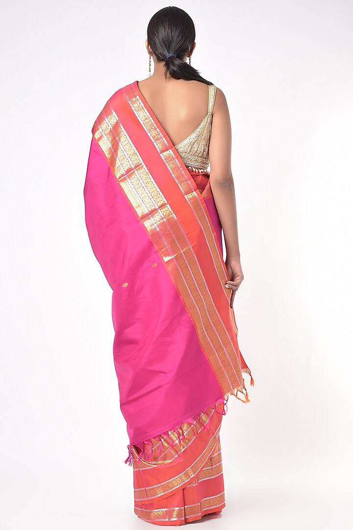 Candy Pink Silk Kanchipuram Wedding Saree by Mavuri at Pernia's Pop Up Shop