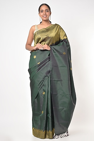 Mineral Green Silk Kanchipuram Saree by Mavuri
