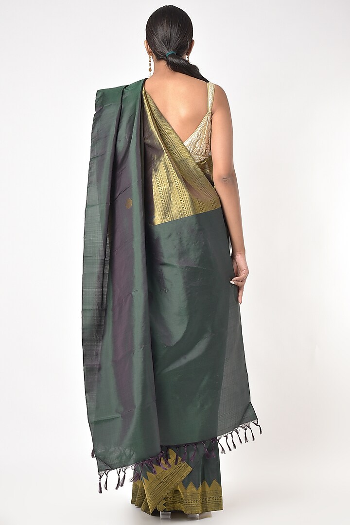 Mineral Green Silk Kanchipuram Wedding Saree by Mavuri at Pernia's Pop Up Shop