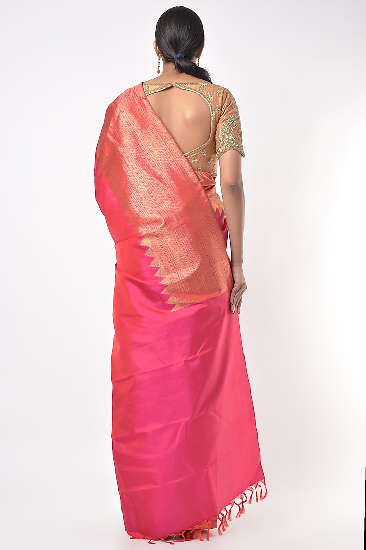 Warm Pink Kanchipuram Wedding Saree by Mavuri at Pernia's Pop Up Shop