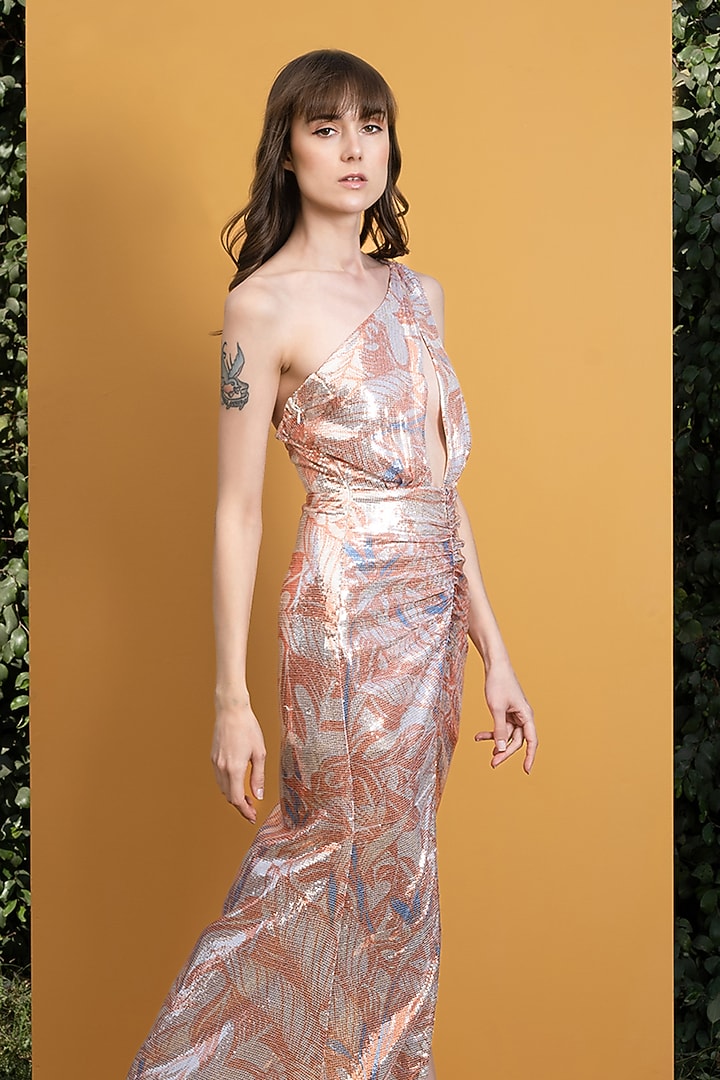 Orange Printed One-Shoulder Vacation Dress by Mandira Wirk - Resort at Pernia's Pop Up Shop
