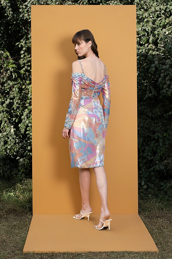 Multi-Colored Printed Draped Vacation Dress by Mandira Wirk - Resort at Pernia's Pop Up Shop