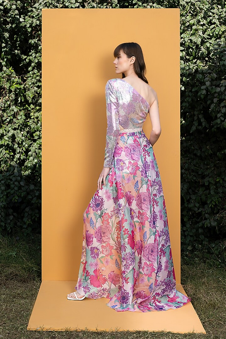 Pink Printed Tulip Vacation Dress With Wrap by Mandira Wirk - Resort at Pernia's Pop Up Shop