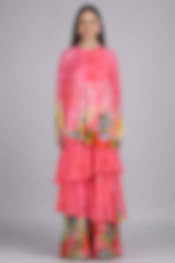Pink Chiffon Embroidered Cocktail Dress by Mandira Wirk - Resort at Pernia's Pop Up Shop