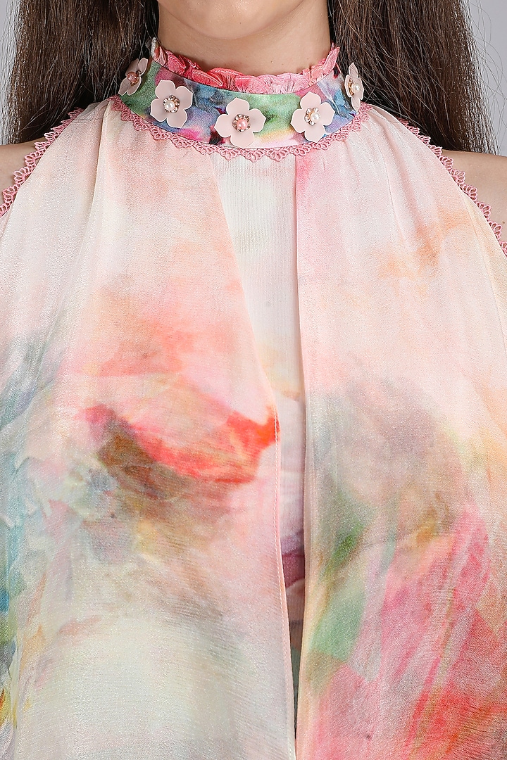 Pink Chiffon Printed Vacation Dress by Mandira Wirk - Resort at Pernia's Pop Up Shop
